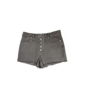 Madewell Jean Shorts Womens Size 31 Black Button Fly Cut-Offs High Rise Denim